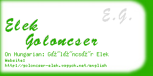 elek goloncser business card